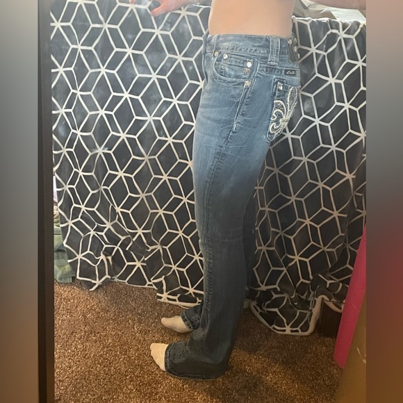 Miss Me 90s Skinny Bootcut Jeans Pocket Embroidery 💙🤍 - Picture 12 of 16